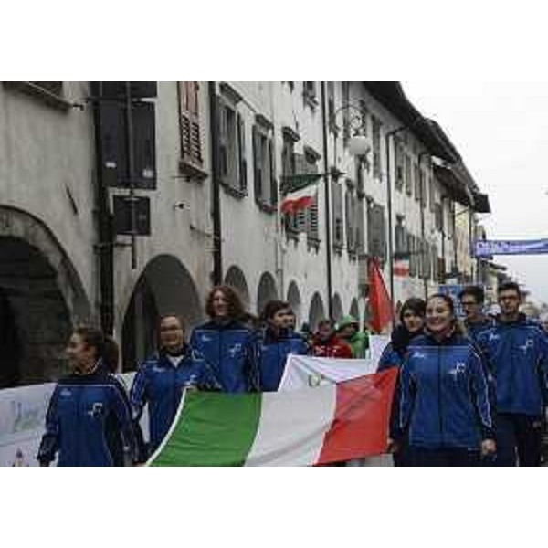 Cerimonia di apertura delle finali nazionali dei Campionati studenteschi degli Sport invernali, in piazza XX Settembre - Tolmezzo 08/03/2016