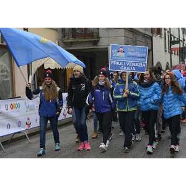Cerimonia di apertura delle finali nazionali dei Campionati studenteschi degli Sport invernali, in piazza XX Settembre - Tolmezzo 08/03/2016