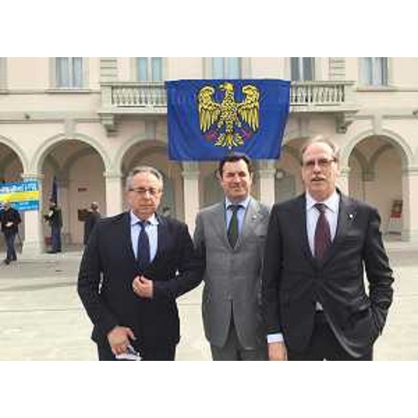 Enzo Boscarol (Vicesindaco Gradisca), Franco Iacop (Presidente Consiglio regionale) e Gianni Torrenti (Assessore regionale Cultura) alla Fieste de Patrie dal Friûl - Gradisca d'Isonzo (03/04/2016)