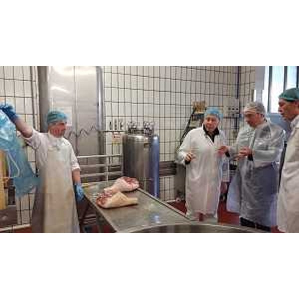 Sergio Bolzonello (Vicepresidente Regione FVG e assessore Attività produttive) tra Federico e Paolo Dentesano (Titolari Salumificio Dentesano S.p.A.) - Percoto (UD) 07/04/2016