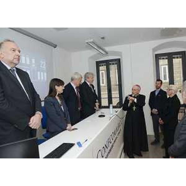 Roberto Cosolini (Sindaco Trieste), Debora Serracchiani (Presidente Regione Friuli Venezia Giulia), Carlo Sangalli (Presidente nazionale Confcommercio) e Antonio Paoletti (Presidente Confcommercio Trieste) all'inaugurazione della nuova sede di Confcommercio, in via Mazzini 22 - Trieste 12/04/2016