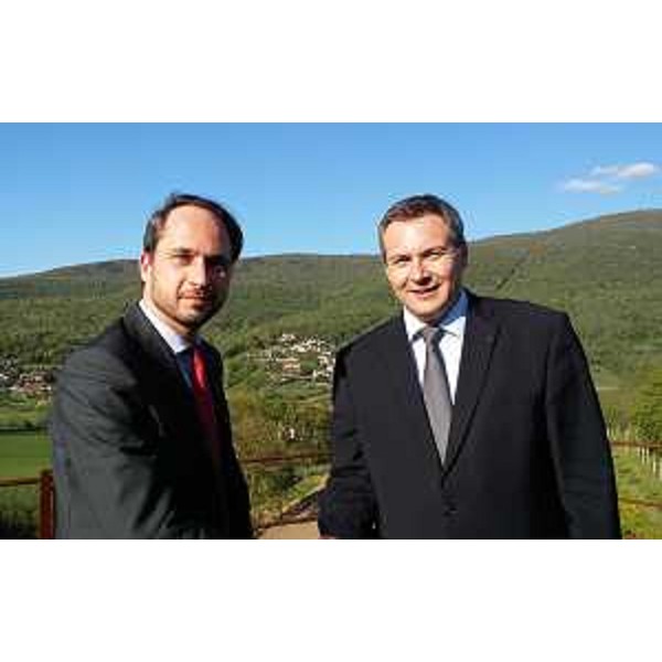 Cristiano Shaurli (Assessore regionale Risorse agricole e forestali) e Dejan Zidan (Ministro Agricoltura e vicepremier Repubblica Slovenia) - Oslavia 15/04/2016