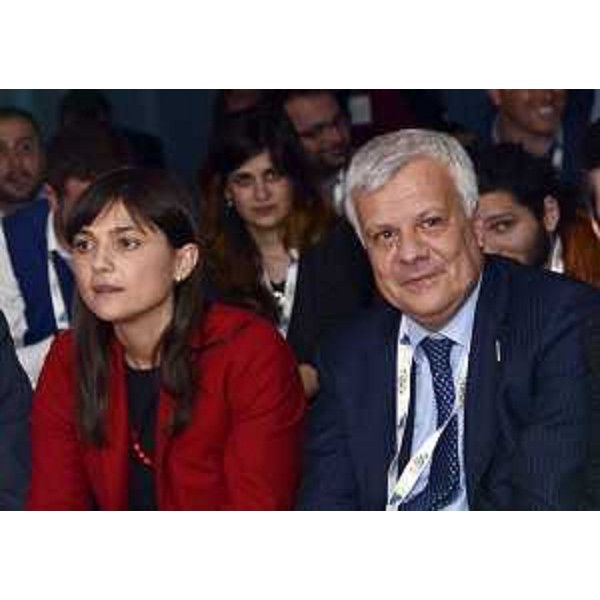 Debora Serracchiani (Presidente Regione Friuli Venezia Giulia) e Gian Luca Galletti (Ministro Ambiente e Tutela Territorio e Mare) alla settima assemblea nazionale ANCI Giovani, sul tema "La Città che vorrei", alla Stazione Marittima - Trieste 15/04/2016