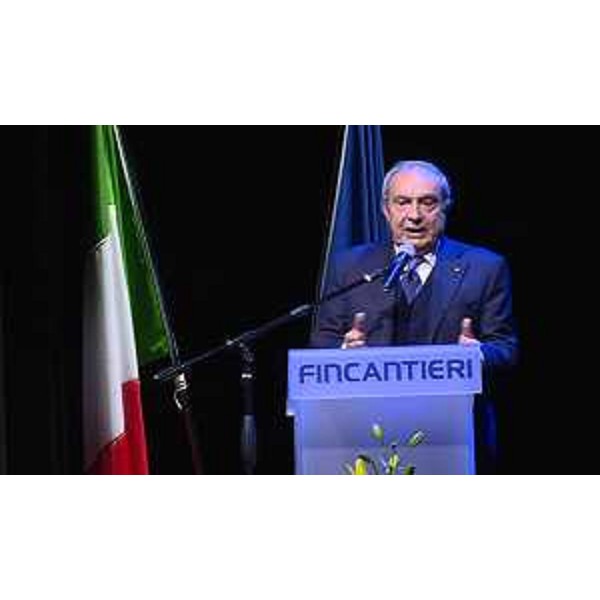 Giuseppe Bono (Amministratore delegato Fincantieri) alla cerimonia di presentazione della Carnival Vista, nuova nave ammiraglia della Carnival Cruise Line, alla Fincantieri - Monfalcone 28/04/2016
