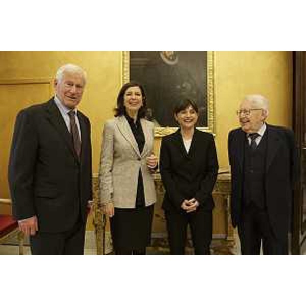 Diego Carpenedo (Ex senatore), Laura Boldrini (Presidente Camera Deputati), Debora Serracchiani (Presidente Regione Friuli Venezia Giulia) e Giuseppe Zamberletti (Ex commissario ricostruzione) alla presentazione del documentario "Resurî 1976-2016. 40 anni dal terremoto in Friuli" nella Sala della Regina a Palazzo Montecitorio - Roma 03/05/2016 (Foto Federica Agamennoni Cerimoniale Camera Deputati)
