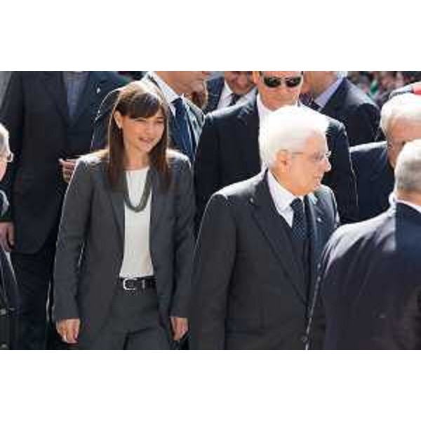 Sergio Mattarella (Presidente Repubblica Italiana), accompagnato da Debora Serracchiani (Presidente Regione Friuli Venezia Giulia), a Gemona per le celebrazioni a 40 anni dal terremoto in Friuli - 06/05/2016