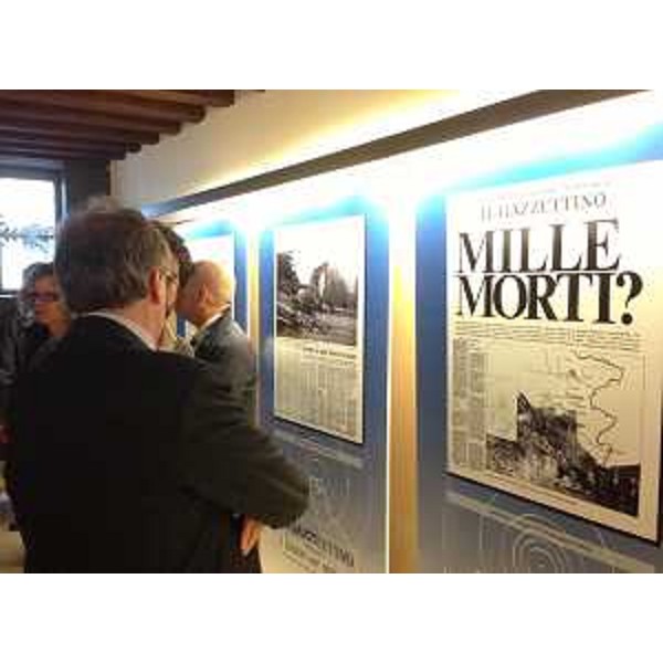 La mostra "I giorni dell'Orcolat" allestita da Il Gazzettino per le celebrazioni a 40 anni dal terremoto in Friuli - Udine 11/05/2016