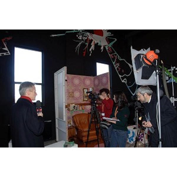 Riccardo Illy (Presidente Regione Friuli Venezia Giulia) e Furio Honsell (Rettore dell'Università di Udine) allo stand MTV (Udine, 09/02/06)