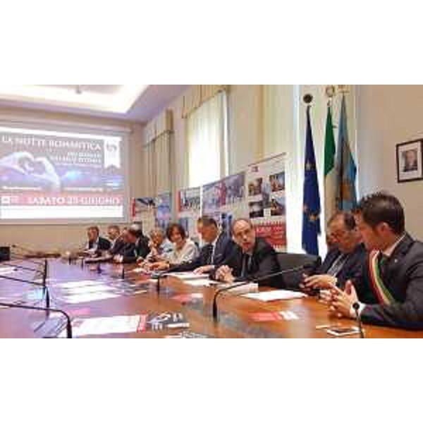 Gianni Torrenti (Assessore regionale Cultura) alla presentazione del programma de "La notte romantica", con i sindaci dei "Borghi più belli d'Italia" del Friuli Venezia Giulia, il presidente nazionale dei Borghi Fiorello Primi e il direttore Marketing di PromoTurismo FVG Bruno Bertero - Trieste 20/06/2016