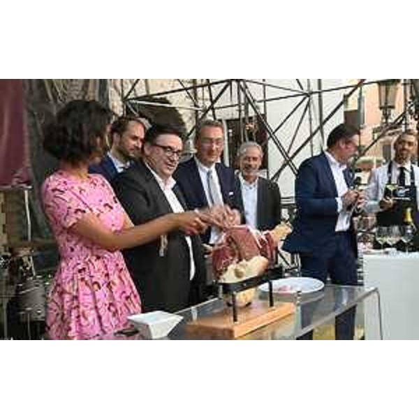 Cristiano Shaurli (Assessore regionale Risorse agricole e forestali) e Sergio Bolzonello (Vicepresidente Regione FVG e assessore Attività produttive, Turismo e Cooperazione) all'inaugurazione di "Aria di Festa" - San Daniele del Friuli 24/06/2016