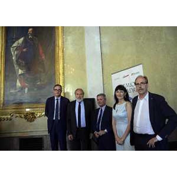 Tommaso Cerno (Giornalista), Enzo D'Antona (Direttore Il Piccolo), Ezio Mauro (Giornalista vincitore del Premio FriulAdria "Testimoni della storia" promosso dal Premio giornalistico internazionale Marco Luchetta), Chiara Mio (Presidente FriulAdria) e Gianni Torrenti (Assessore regionale Cultura), nel Palazzo della Regione FVG - Trieste 30/06/2016