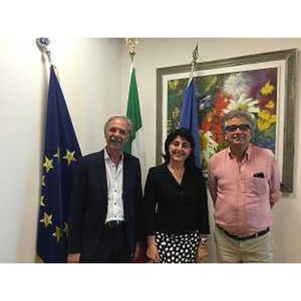 Mariagrazia Santoro (Assessore regionale Infrastrutture e Territorio) con i direttori Domenico Degano (ATER Udine) e Aldo Bello (ATER Pordenone) che vanno in pensione - Udine 30/06/2016