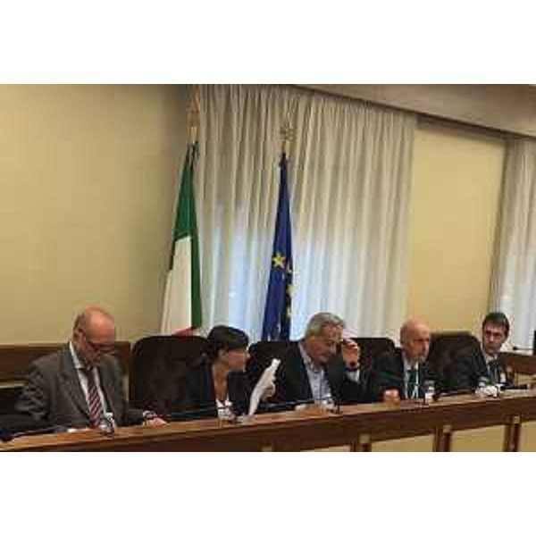 Debora Serracchiani (Presidente Regione Friuli Venezia Giulia) in audizione davanti alla Commissione parlamentare d'inchiesta sulle attività illecite connesse al ciclo dei rifiuti e su illeciti ambientali a esse correlati. A destra di Serracchiani il presidente della Commissione Alessandro Bratti - Roma 07/07/2016