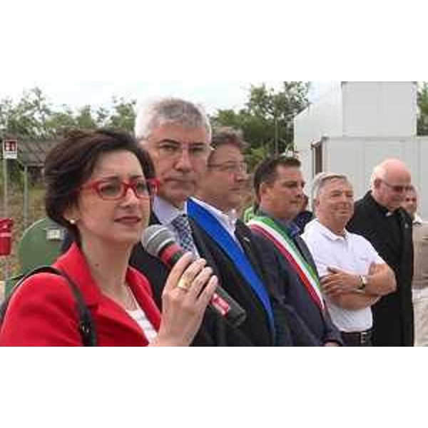 Sara Vito (Assessore regionale Ambiente ed Energia), Mirio Bolzan (Amministratore unico Irisacqua S.r.l.), Enrico Gherghetta (Presidente Provincia Gorizia) e Dario Raugna (Sindaco Grado) all'inaugurazione dei lavori di adeguamento dell'impianto di depurazione - Grado 14/07/2016
