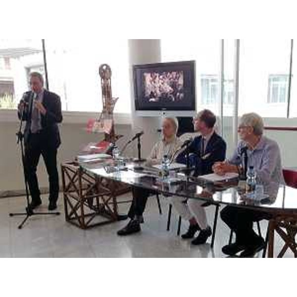 Sergio Bolzonello (Vicepresidente Regione Friuli Venezia Giulia), Carlo Montanaro (Consigliere associazione organizzatrice), Jay Weissberg (Direttore artistico manifestazione), Livio Iacob (Presidente associazione organizzatrice) alla presentazione delle Giornate del Cinema Muto - Pordenone 25/07/2016