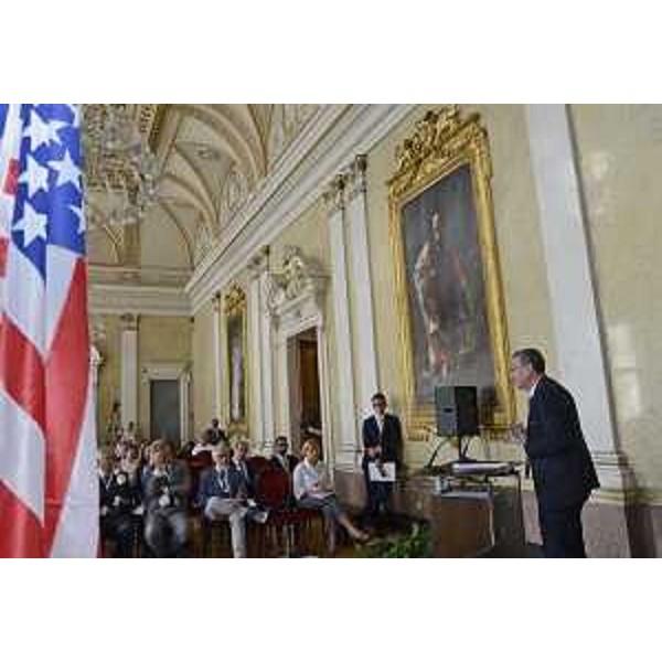 Sergio Bolzonello (Vicepresidente Regione Friuli Venezia Giulia e assessore Attività produttive, Turismo e Cooperazione) all'Innovation Forum "Driving change for US and Italian Innovation systems: finding better ways to learn from each other", nella sede della Regione - Trieste 28/07/2016