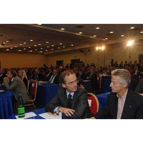 Riccardo Illy (Presidente Regione Friuli Venezia Giulia) e Giuseppe Morandini (Presidente Confindustria Piccola Industria) a Caserta al IX Forum Piccola Industria 2007 sul tema "Il futuro nel fare. Per una politica dei progetti e dei tempi.", organizzato da Confindustria Piccola Industria. (Caserta 27/10/07)