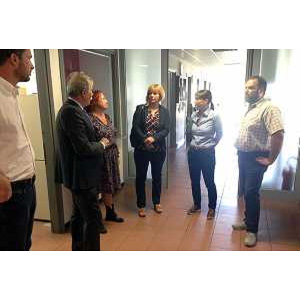 Debora Serracchiani (Presidente Regione Friuli Venezia Giulia) visita gli uffici della Dogana e dell'Autoporto, con Isabella De Monte (Parlamentare europea), Cristiano Shaurli (Assessore regionale Risorse agricole e forestali) e Ivan Buzzi (Sindaco Pontebba) - Pontebba 02/08/2016