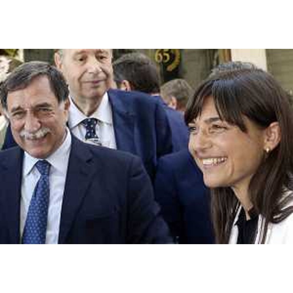 Domenico Rossi (Sottosegretario Difesa) e Debora Serracchiani (Presidente Regione Friuli Venezia Giulia) alle celebrazioni del centenario dell'entrata in forze delle truppe italiane a Gorizia, in piazza Vittoria - Gorizia 08/08/2016