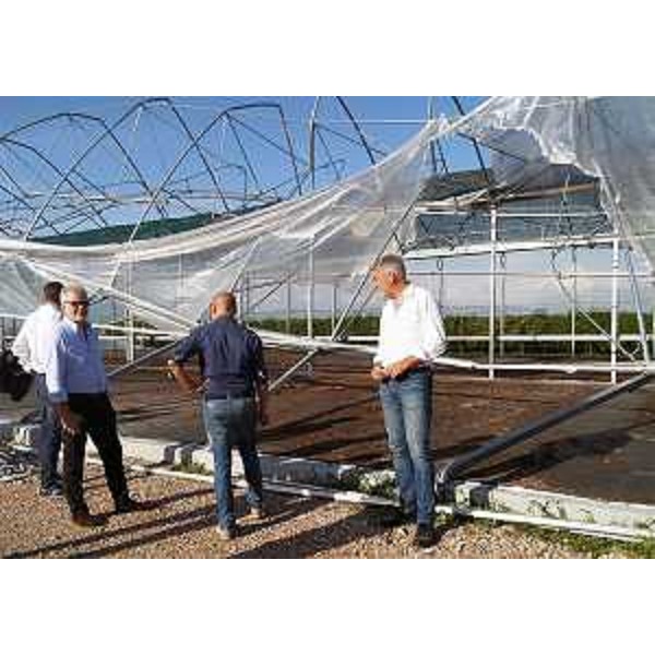 Gli assessori regionali Paolo Panontin (Autonomie locali e Coordinamento Riforme, Protezione civile) e Cristiano Shaurli (Risorse agricole e forestali) durante il sopralluogo per verificare l'entità dei danni provocati dal maltempo - San Giorgio della Richinvelda 09/08/2016