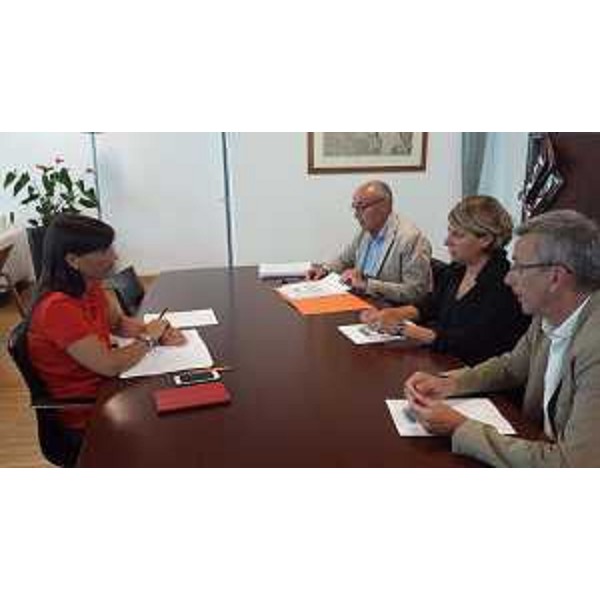 Debora Serracchiani (Presidente Regione Friuli Venezia Giulia), Maria Sandra Telesca (Assessore regionale Salute), Giovanni Pilati (Direttore generale AASS n.2 Bassa Friulana-Isontina), Adriano Marcolongo (Direttore centrale Salute), nella sede della Regione - Udine 09/08/2016