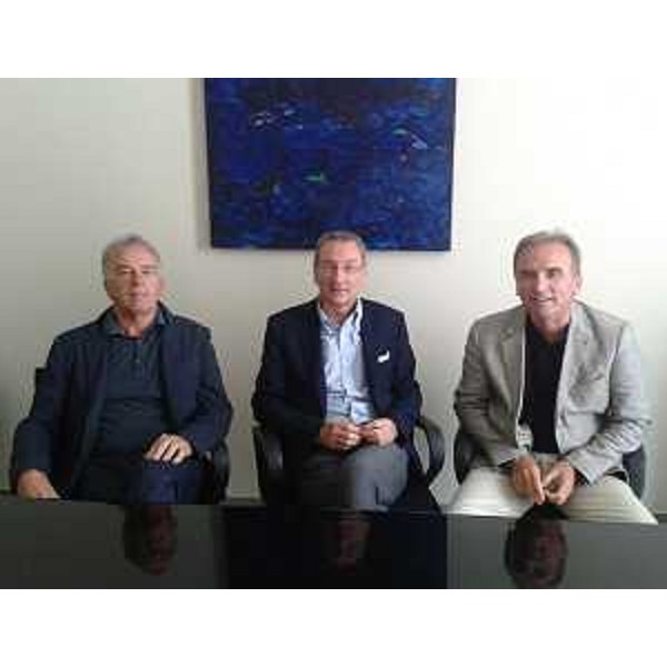 Sergio Bolzonello (Vicepresidente Regione Friuli Venezia Giulia) tra Paolo De Paoli e Mario Tubertini (Direttore scientifico e direttore generale Centro Riferimento Oncologico / CRO Aviano) - Aviano (PN) 23/08/2016