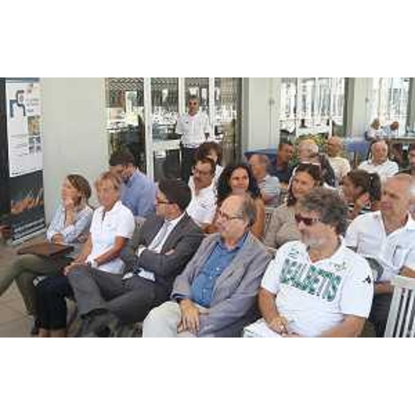 Simone Puksic (Presidente Insiel S.p.A.) e Gianni Torrenti (Assessore regionale Sport) alla presentazione del "Trofeo Cral Insiel 2016", nella sede della Società Triestina della Vela - Trieste 29/08/2016