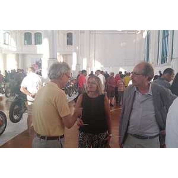Annapaola Porzio (Prefetto Trieste) e Gianni Torrenti (Assessore regionale Cultura, Sport e Solidarietà) all'inaugurazione della mostra per i 110 anni del Moto Club Trieste, nel Salone degli Incanti (Ex Pescheria) - Trieste 31/08/2016