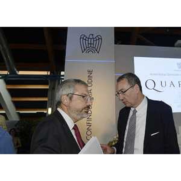 Furio Honsell (Sindaco Udine) e Sergio Bolzonello (Vicepresidente Regione FVG e assessore Attività produttive, Turismo e Cooperazione) all'Assemblea generale di Confindustria Udine - Torreano di Martignacco 19/09/2016