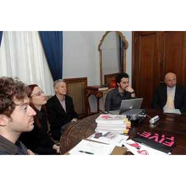 Riccardo Illy (Presidente Regione Friuli Venezia Giulia) ed Enrico Bertossi (Assessore Regionale alle attività produttive) alla presentazione di ITS FIVE International Talent Support (Trieste, 16/01/06)