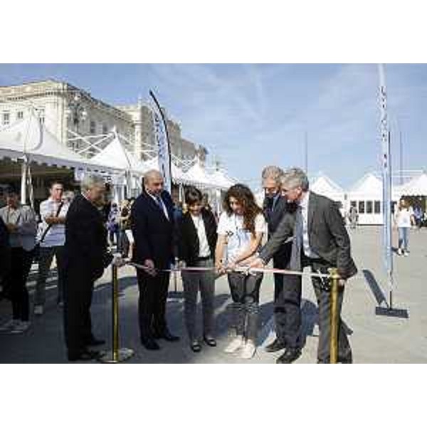 Roberto Dipiazza (Sindaco Trieste), Debora Serracchiani (Presidente Regione Friuli Venezia Giulia), Maurizio Fermeglia (Rettore Università Trieste) e Filiberto Zovico (Organizzazione TriesteNext) all'inaugurazione di quinta edizione di "TriesteNext. Salone europeo della ricerca scientifica" - Trieste 23/09/2016