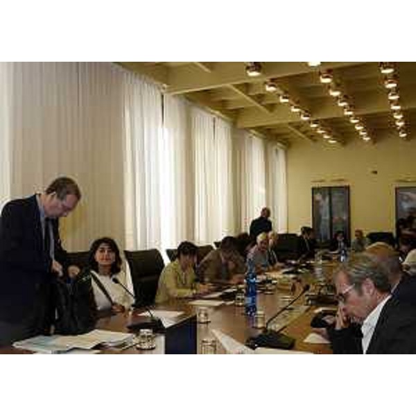 Sergio Bolzonello (Vicepresidente Regione FVG e assessore Attività produttive, Turismo e Cooperazione), Mariagrazia Santoro (Assessore regionale Infrastrutture e Territorio) e Debora Serracchiani (Presidente Regione Friuli Venezia Giulia) durante le audizioni delle Commissioni consiliari competenti sul progetto del comprensorio sciistico Pramollo-Nassfeld (II e IV) - Trieste 26/09/2016