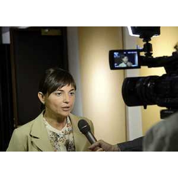 Debora Serracchiani (Presidente Regione Friuli Venezia Giulia) a margine delle audizioni delle Commissioni consiliari competenti sul progetto del comprensorio sciistico Pramollo-Nassfeld (II e IV) - Trieste 26/09/2016