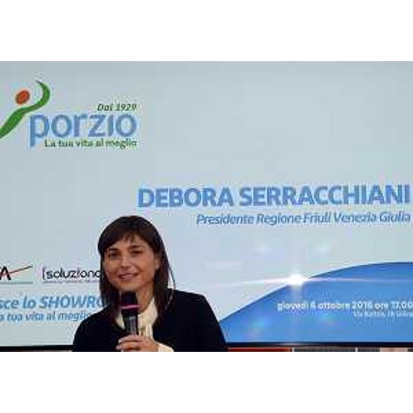 Debora Serracchiani (Presidente Regione Friuli Venezia Giulia) all'inaugurazione della nuova sede direzionale del Gruppo Porzio - Udine 06/10/2016