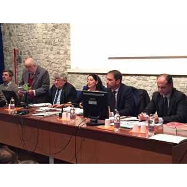 Cristiano Shaurli (Assessore regionale Risorse agricole e forestali) alla pubblica audizione per il riconoscimento della denominazione IGP della Pitina - Maniago 12/10/2016