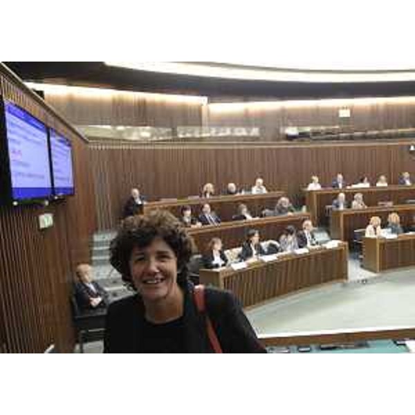 Loredana Panariti (Assessore regionale Lavoro, Formazione, Istruzione, Pari Opportunità, Politiche giovanili, Ricerca e Università) al convegno "Science meets Regions", in Consiglio regionale - Trieste 18/10/2016