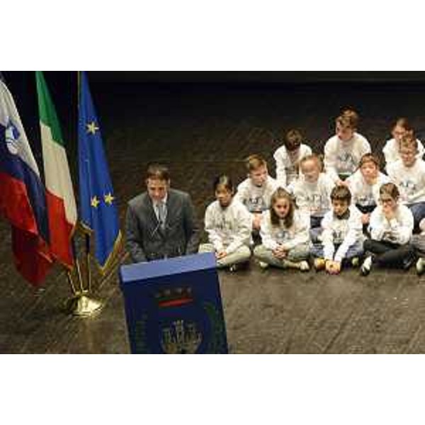 Matej Arcon (Sindaco Nova Gorica) alla celebrazione ufficiale "L'Europa luogo di superamento dei conflitti", al Teatro Verdi - Gorizia 26/10/2016