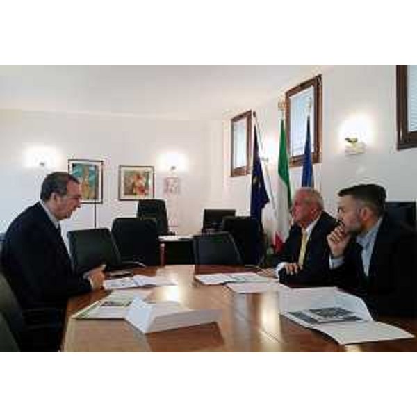 Sergio Bolzonello (Vicepresidente Regione FVG e assessore Attività produttive, Turismo e Cooperazione), Renato Pujatti e Francesco Terrin (Presidente e direttore Marketing Fiera Pordenone) - Pordenone 07/11/2016