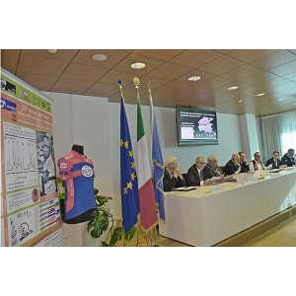 Marco Tullio Petrangelo (Direttore generale PromoTurismo FVG), Enzo Cainero [Project manager Tappe in FVG 100° Giro d'Italia (XIX San Candido-Piancavallo 26 maggio; XX Pordenone-Asiago 27 maggio)], Francesco Moser e Sergio Bolzonello (Vicepresidente Regione FVG e assessore Attività produttive, Turismo e Cooperazione) alla presentazione delle iniziative ciclistiche per il 2017 in Friuli Venezia Giulia - Udine 06/12/2016
