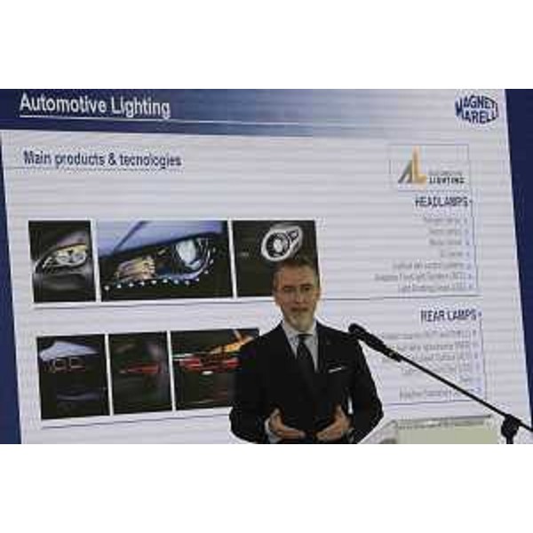 Pietro Gorlier (Amministratore delegato Magneti Marelli) all'inaugurazione del nuovo padiglione Rear Lamps della Magneti Marelli Automotive Lighting - Tolmezzo 13/12/2016