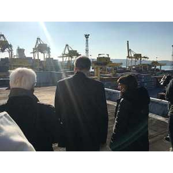 Debora Serracchiani (Presidente Regione Friuli Venezia Giulia) alla cerimonia di benvenuto della portacontainer MSC Paloma, nella palazzina direzionale del Molo VII - Trieste 15/12/2016
