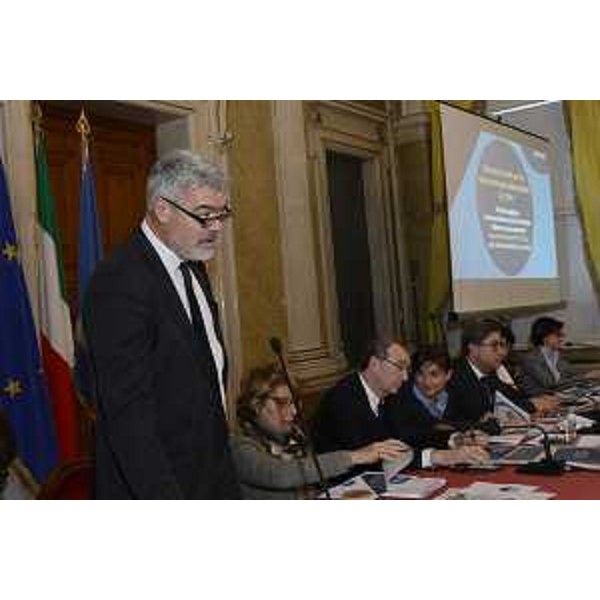 Paolo Panontin (Assessore regionale Autonomie locali e Coordinamento Riforme, Comparto unico, Sistemi informativi, Caccia e Risorse ittiche, delegato Protezione civile) durante la conferenza stampa di fine anno - Trieste 23/12/2016