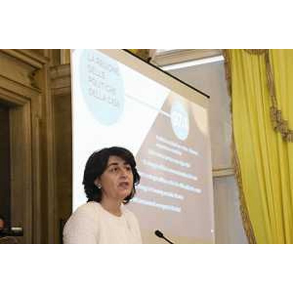 Mariagrazia Santoro (Assessore regionale Infrastrutture e Territorio) durante la conferenza stampa di fine anno - Trieste 23/12/2016