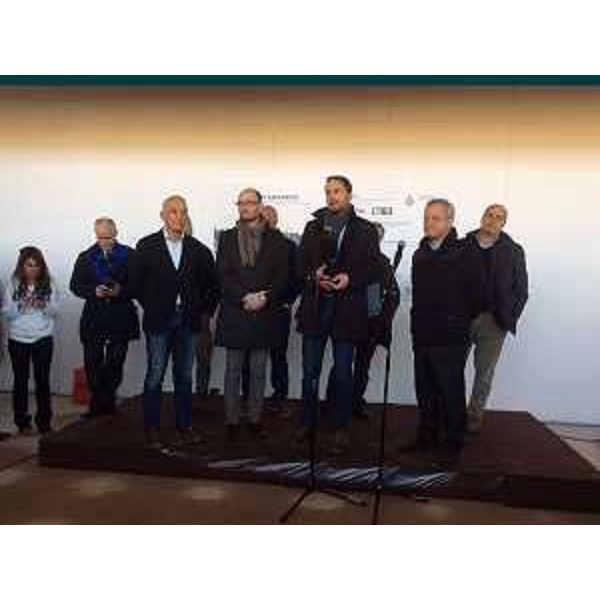 Cristiano Shaurli (Assessore regionale Risorse agricole e forestali) all'inaugurazione della mensa scolastica - Amatrice 23/12/2016