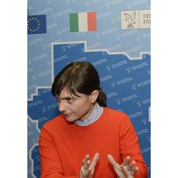 Debora Serracchiani (Presidente Regione Friuli Venezia Giulia) a margine della firma del contratto per i lavori del quarto lotto della terza corsia dell'Autostrada A4 - Udine 28/12/2016