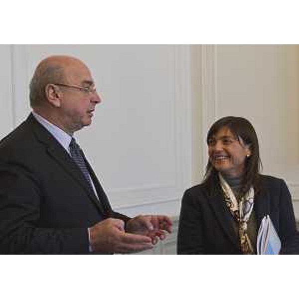 Roberto Dipiazza (Sindaco Trieste) e Debora Serracchiani (Presidente Regione Friuli Venezia Giulia) nella sede della Regione in piazza Unità d'Italia - Trieste 04/01/2017