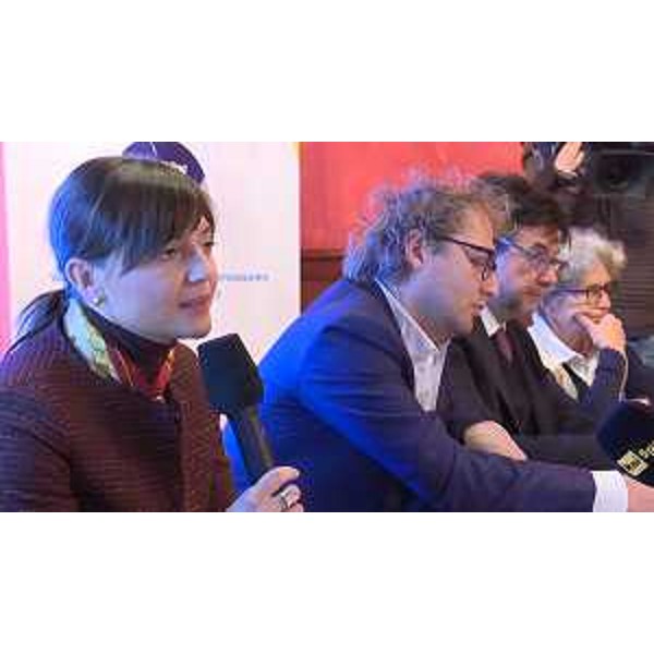 Debora Serracchiani (Presidente Regione Friuli Venezia Giulia) e Luca Lotti (Ministro Sport) alla presentazione dei Campionati mondiali di Sci alpino paralimpico (Tarvisio 22-31 gennaio 2017), nella sede di rappresentanza della Regione FVG - Roma 12/01/2017