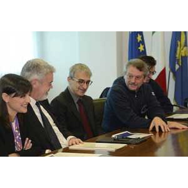 Debora Serracchiani (Presidente Regione Friuli Venezia Giulia), Paolo Panontin (Assessore regionale Protezione civile), Adriano Luci (Presidente Ente Friuli nel Mondo) e Luciano Sulli (Direttore Protezione civile FVG) - Udine 24/01/2017