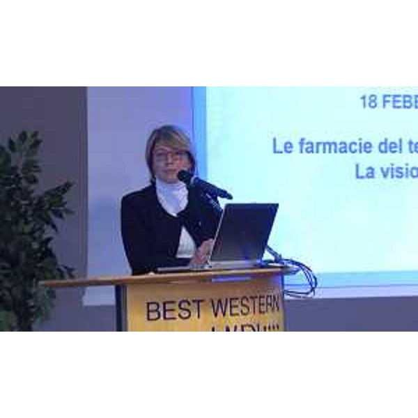 Maria Sandra Telesca (Assessore regionale Salute, Integrazione socio-sanitaria, Politiche sociali e Famiglia) al convegno "La farmacia e il suo ruolo centrale nell'educazione dei cittadini alla prevenzione" - Udine 18/02/2017