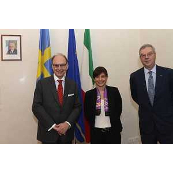 Robert Rydberg (Ambasciatore Svezia in Italia), Debora Serracchiani (Presidente Regione Friuli Venezia Giulia) e Francesco Parisi (Console Svezia a Trieste) - Trieste 22/02/2017